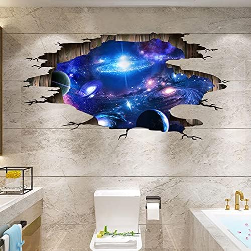 Blue Purple Galaxy Wall Decals, Removable Sticker,The Art Magic 3D Milky Way Dreamscape Home Decor (4 Sheets)-Ruum Studio Home
