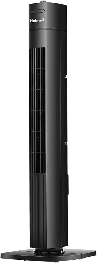 Holmes 31" Manual Tower Fan, 70° Oscillation, 3 Speeds, 2-Hour Auto Shut-Off Timer, Adjustable Vents, Compact and Slim Profile, Carry Handle, Ideal for Cooling your Home, Bedroom or Office, Black-Ruum Studio Home