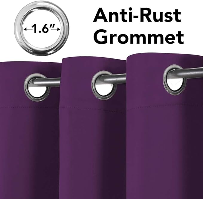 H.VERSAILTEX Blackout Curtains for Bedroom Thermal Insulated Room Darkening Living Room Curtains 72 Inch Long Grommet Privacy Protection Window Curtain Panels/Drapes for Nursery, 2 Panels,Plum Purple-Ruum Studio Home