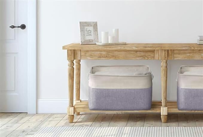 DECOMOMO Storage Bins Fabric Storage Baskets for Shelves, Linen Closet Organization Toys Nursery (Purple and White, Large - 3 Pack)-Ruum Studio Home