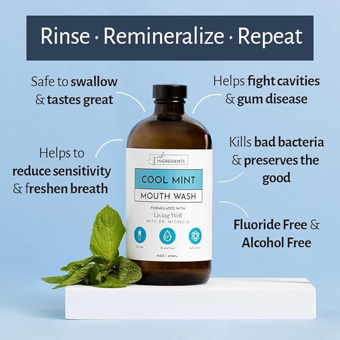 Cool Mint Remineralizing Mouthwash | Hydroxyapatite & Colloidal Silver Formula | Alcohol-Free | Fluoride-Free Mouth Rinse-Ruum Studio Home