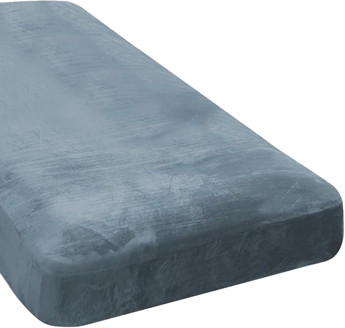 H.VERSAILTEX Velvet Stretch Individual Chaise Cover Sectional Couch Covers for L Shaped Sofa Both Left/Right Furniture Protector Seat Cushion Sofa Cover (1 Piece Chaise Cover, Stone Blue)-Ruum Studio Home