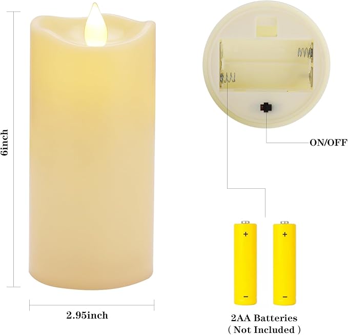 Aignis Indoor Flameless LED Candles Battery Operated with Remote Timer and Wax-Like Shell for Home/Wedding/Holiday Decor, Set of 2(D 2.95" x H 6")-Ruum Studio Home