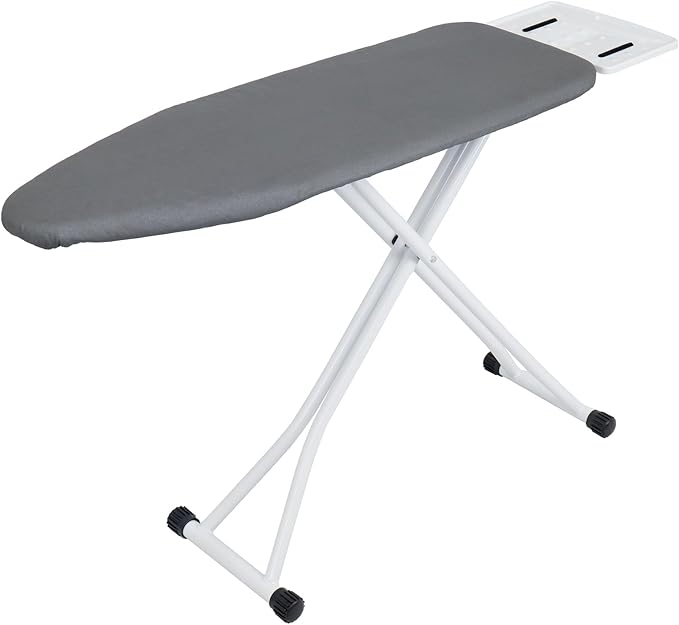 Ironing Board 48" X 13" with Safety Iron Rest Height Adjustable Iron Table Features Reinforced Steel Legs, Heat Resistant Cover, Grey-Ruum Studio Home