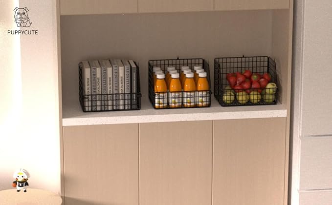 Stackable Wire Storage Baskets for Kitchen Closet Pantry, Hanging Closet Organizers Storage Shelves Organization, Wall Mount Metal Basket Bins, Clothing Vegetable & Fruit Organizer 5 pcs-Ruum Studio Home