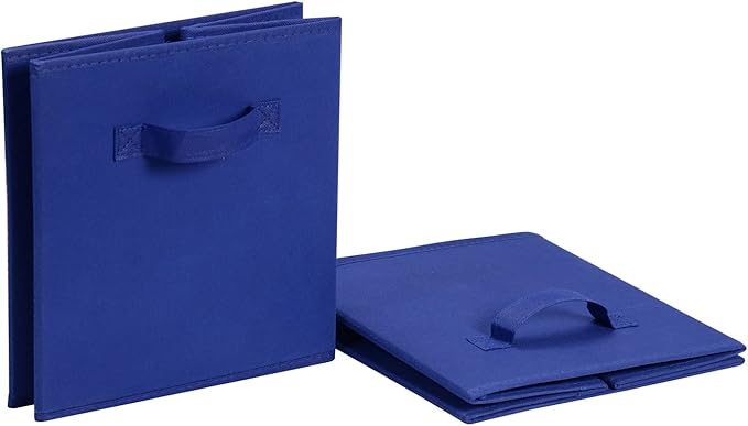 Amazon Basics Cube Organizer Storage Bins Handles, Collapsible Fabric, Pack of 6, 13"x13"x13", Navy-Ruum Studio Home