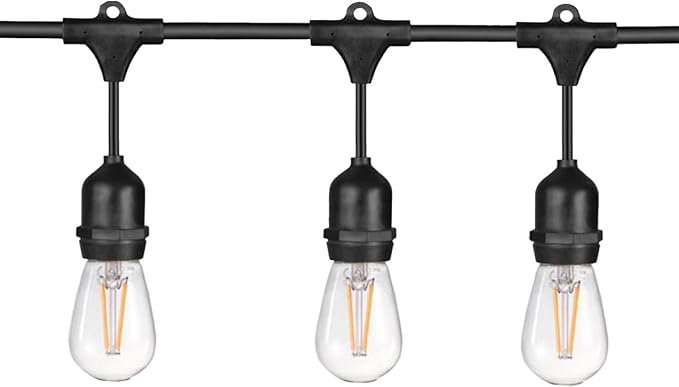 Sunlite 48ft Outdoor String Lights, 1.5W Commercial Grade, Waterproof, Linkable Strands, UL Listed, 15 Hanging Sockets, Shatterproof LED Edison Bulbs Included, 2700K Soft White-Ruum Studio Home