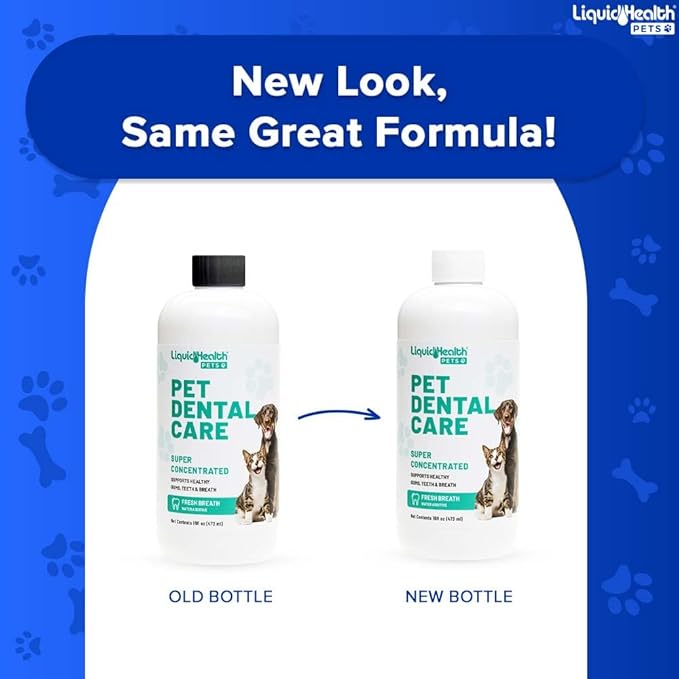 LIQUIDHEALTH Pet Dental Care Water Additive for Dogs & Cats - Fast Acting Pet Bad Breath Freshener, Dog Mouth Wash, Animal Oral Dental Rinse, Plaque & Tartar Teeth Cleaning Solution, USA Made (16 oz)-Ruum Studio Home