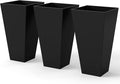 Outsunny Tall Planters for Outdoor Plants Set of 3, 28 in Taper Planters with Drainage Holes, Indoor Grande Plant Pots, Front Porch Decor (Black)-Ruum Studio Home