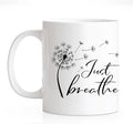RZHV Just Breathe 11 Oz Novelty Mug, Funny Dandelion Coffee Mug for Floral Lover, Calming Gifts for Yoga Lover, Meditation Mental Health Gifts for Women-Ruum Studio Home