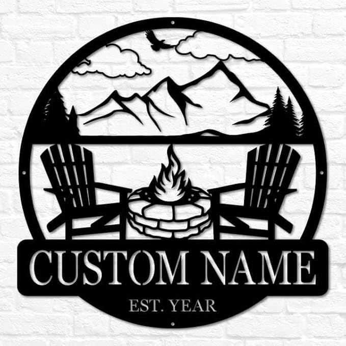 Custom Campfire Sign | Metal Outdoor Sign | Camper Decor | Personalized Camping Gifts | Fire Pit Sign | Outdoor Decor Cabin Sign | Campsite Sign-Ruum Studio Home