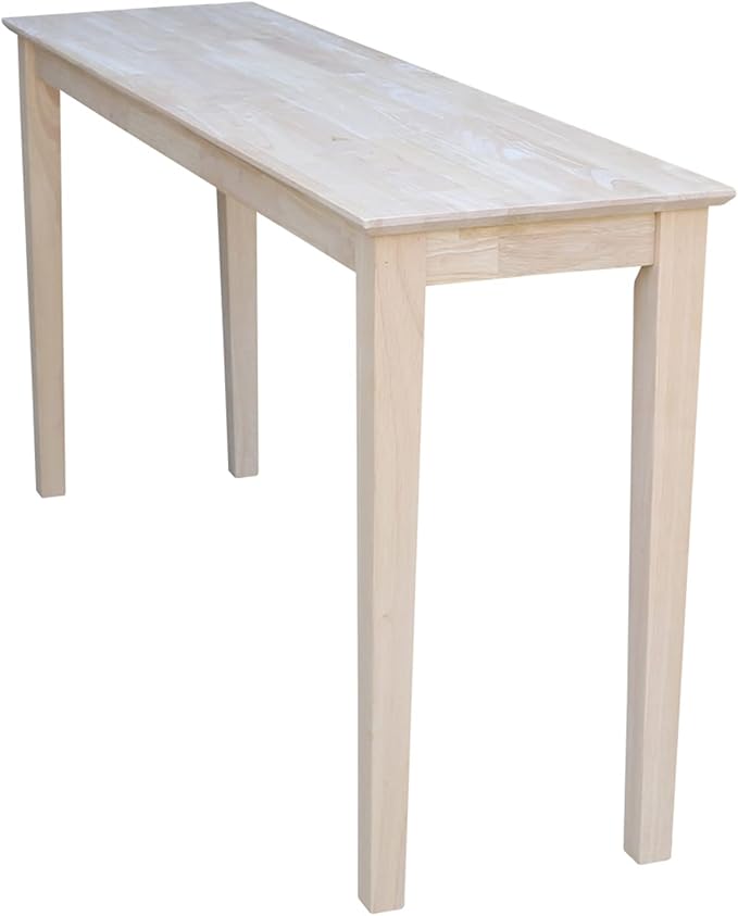 IC International Concepts Extended Length Shaker Console Table, 60" W x 16" D x 30" H Real/Solid Parawood, Kitchen/Dining, 50 Lbs. Wt. Capacity, DIY, Paint/Stain In Any Color, Unfinished-Ruum Studio Home