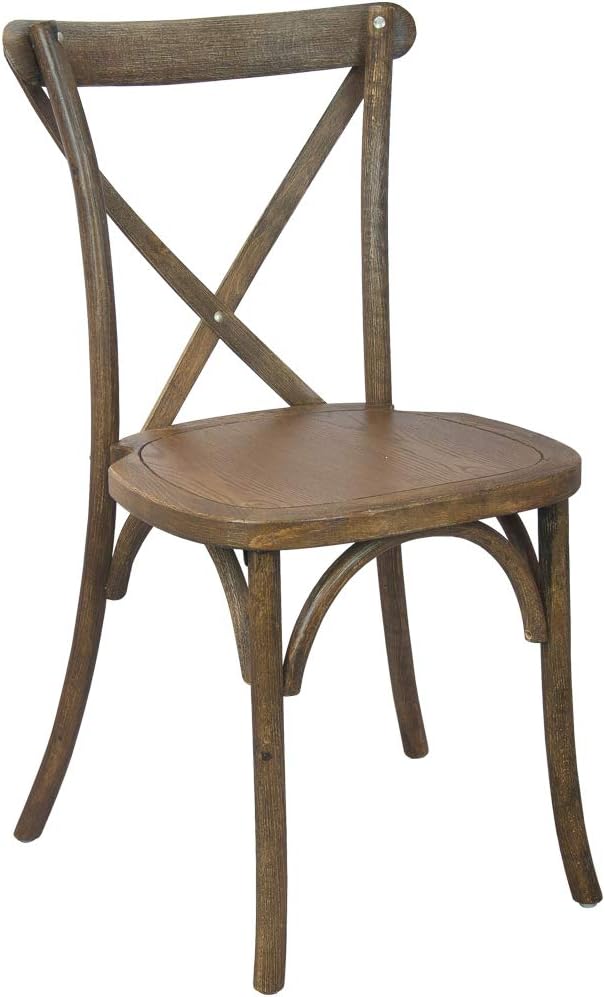 EMMA + OLIVER 2-Pack Hand Scraped Dark Natural X-Back Chair-Ruum Studio Home