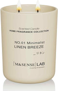 M&SENSE Natural Soy Candle| Linen Breeze | 16.6 oz, 95H Burn | Minimalist Scented Candle for Relaxation, Gifting, Home Décor | for Bedroom, Office, Party Large-Ruum Studio Home