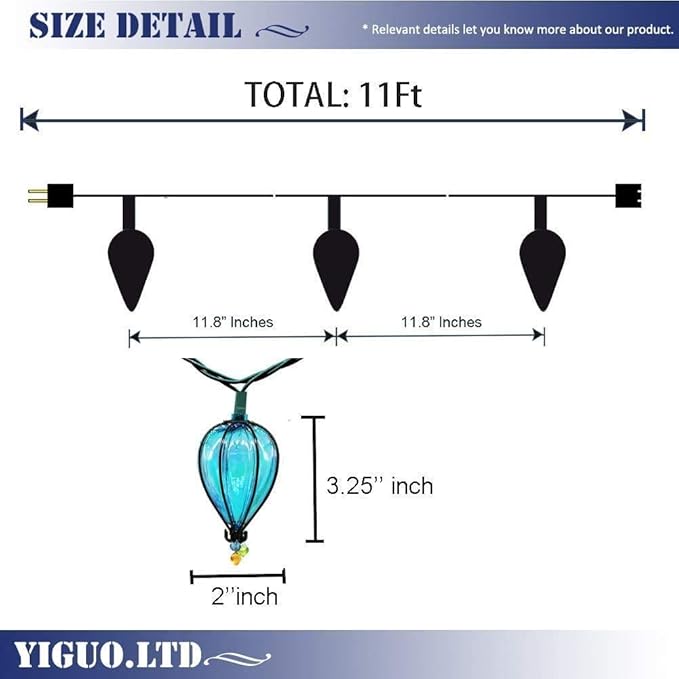 11FT Multicolor String Lights with 10 Bulbs, UL Listed Connectable Waterproof Decorative LED Lights Hanging for Backyard Patio, Indoor/Outdoor for Christmas Wedding Party Festival Lighting-Ruum Studio Home