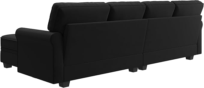 HONBAY Sectional Sofa with Storage Seat Velvet U Shaped Couch with Reversible Chaise Convertible Sectional Couches for Living Room,Black Velvet-Ruum Studio Home