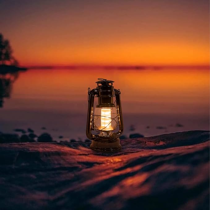 YAKii LED Vintage Lantern Metal Hanging Hurricane 12 LED Dimmer Switch Warm White Battery Operated Power Outage Indoor Camping Lighting Outdoor Brooklyn Decoration(Black)-Ruum Studio Home