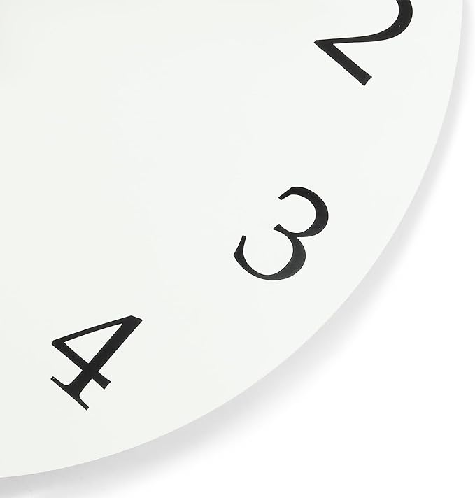 Lafocuse 12 Inch Silent White Wall Clock Battery Operated for Living Room Decor, Simple Minimalist Wooden Wall Clock for Kitchen Bedroom Office-Ruum Studio Home