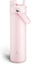 Insulated Water Bottle with Straw - Encool Stainless Steel Water Bottle, Leak-Proof, BPA-Free, Double Wall Vacuum Keeps Cold for 24 Hours for Sports, Travel, School (26 oz, Cotton Candy)-Ruum Studio Home