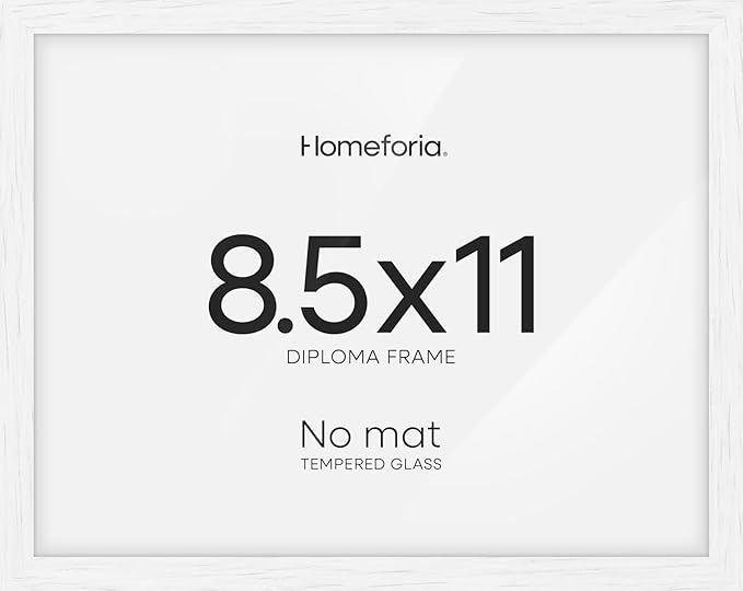 Homeforia 8.5 x 11 Diploma Frame White Wood, High End Oak 8.5x11 Certificate Frames, 11x8.5 Document Frames for Wall or Tabletop, 8.5 by 11 Award White Wooden Frame, Tempered Glass, Wall Kit, Set of 1-Ruum Studio Home