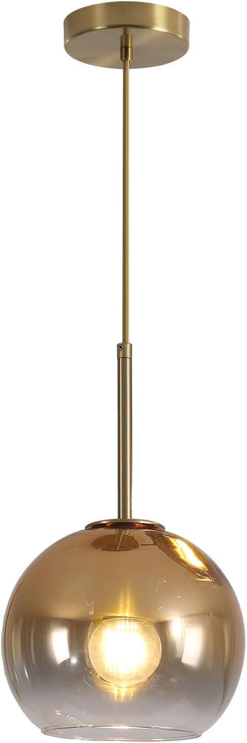 KCO Lighting Glass Globe Hanging Light Fixture Modern Gold Pendant Lights Kitchen Island Mid Century Dining Room Hanging Light Fixtures Over Table Single Pendant Light-Ruum Studio Home