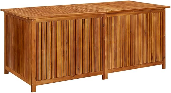 vidaXL Outdoor Storage Box, [Load Capacity Gallon] Deck Box with Gas-Lift Lid, Storage Chest with Water-Resistant Zippered Bag Inside, 68.9''x31.5''x29.5'', Solid Acacia Wood-Ruum Studio Home