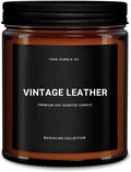 1OAK Scented Candles for Men (Vintage Leather) - Leather Candle- Masculine Decor - Long Burning Premium - Soy Wax (7oz.)-Ruum Studio Home