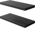 Floating Shelf, Set of 2 Wall Shelf, 24 in W x 12.75 in D x 2 in H Wooden Floating Wall Shelf with Invisible Brackets for Living Room/Bedroom/Bathroom/Kitchen Storage and Decor, Black Wood-Ruum Studio Home