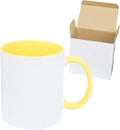11oz White Ceramic Sublimation Coffee Mug in White Gift Box, Yellow, Case of 12-Ruum Studio Home