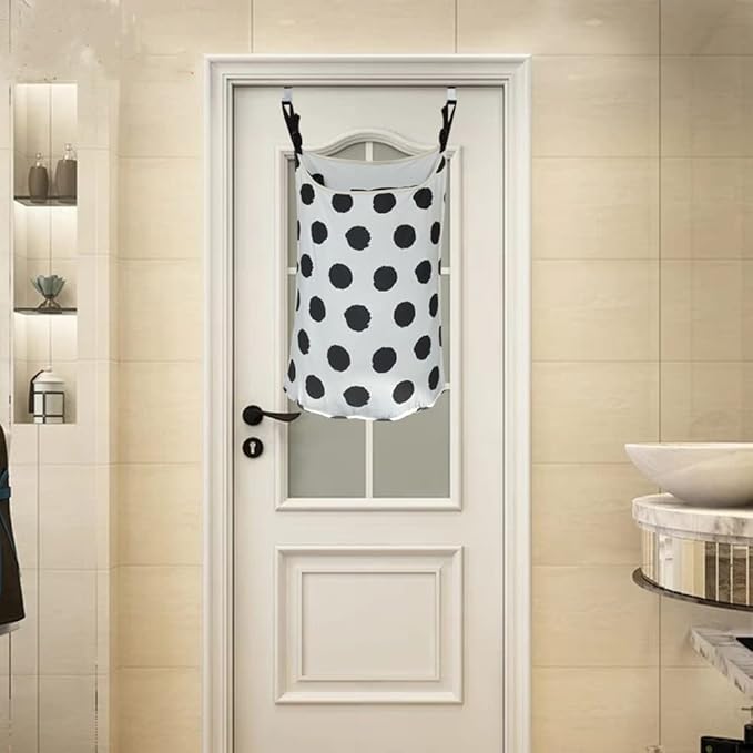 Adjustable Space Saving Door Hanging Laundry Hamper Bag Dorm Laundry Bag,Wide Open Top Over The Door Laundry Hamper with Free Hanging Hooks-Ruum Studio Home