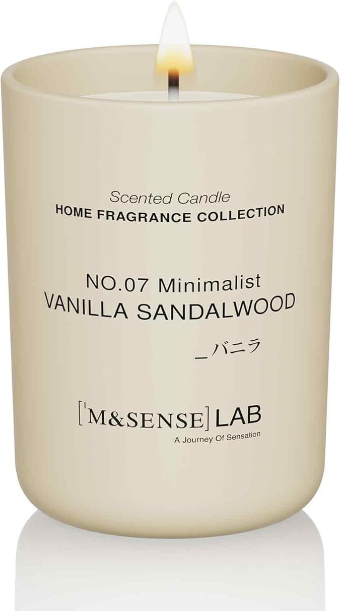 M&SENSE Natural Soy Candle| Vanilla Sandalwood | 8.82 oz, 50H Burn | Minimalist Scented Candle for Relaxation, Gifting, Home Décor | for Bedroom, Office, Party Medium-Ruum Studio Home