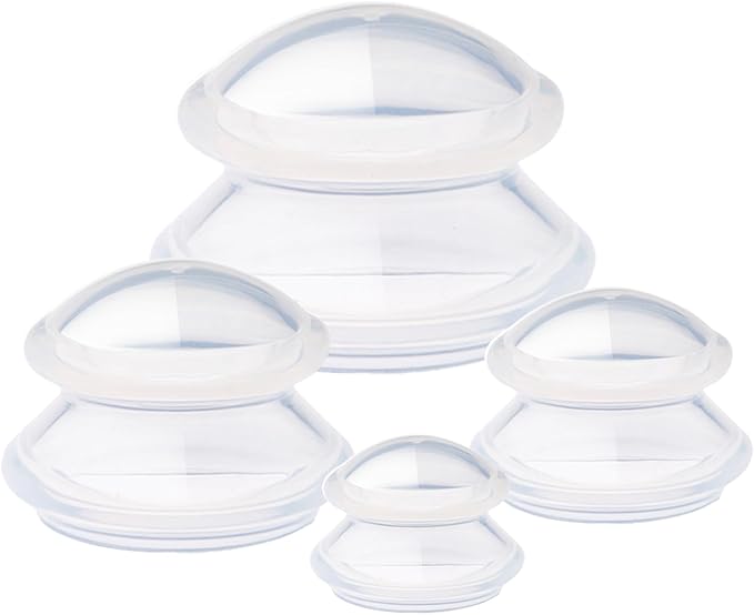 4 Pcs Cupping Therapy Professional Silicone Cupping Set,Suitable for Body Massage/Deep Myofascial Release/Pain Relief/Muscle Relaxation & More (Clear,4pcs)-Ruum Studio Home