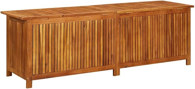 vidaXL Outdoor Storage Box, [Load Capacity Gallon] Deck Box with Gas-Lift Lid, Storage Chest with Water-Resistant Zippered Bag Inside, 68.9''x19.7''x22.8'', Solid Acacia Wood-Ruum Studio Home