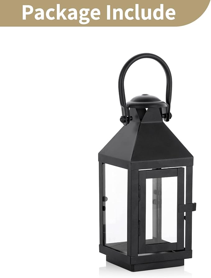 Nuptio Garden Lanterns for Candles, 20cm/7.87in Tall Vintage Style Pillar Candle Holder, Metal Halloween Candle Holders, Hanging Decorative Candle Lanterns for Wedding Christmas Parties Indoor Outdoor-Ruum Studio Home