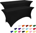 IVAPUPU 2 Pack 4FT Table Cloth for Rectangular Fitted Events Stretch Black Table Covers Washable Spandex Spring Tablecloth Protector for Party, Wedding, Cocktail, Banquet, Festival-Ruum Studio Home