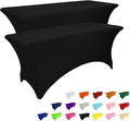 IVAPUPU 2 Pack 8FT Table Cloth for Rectangular Fitted Events Stretch Black Table Covers Washable Spandex Tablecloth Protector for Party, Wedding, Cocktail, Banquet, Festival-Ruum Studio Home