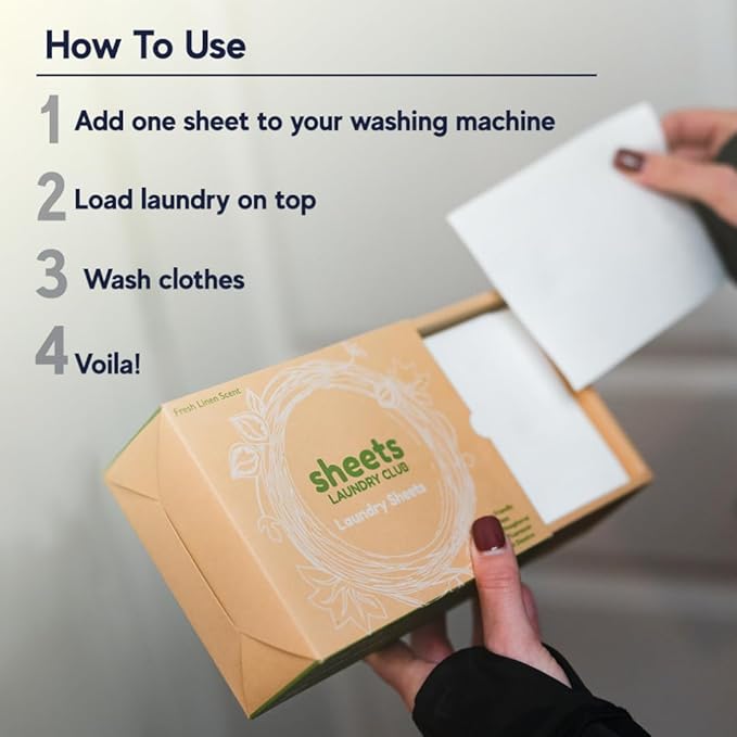Sheets Laundry Club Laundry Detergent Sheets, 400 Loads - Fresh Linen Scent, Eco-Friendly, Quick-Dissolving Formula, Hypoallergenic, Septic Safe, Plastic-Free Packaging - 200 Sheets-Ruum Studio Home