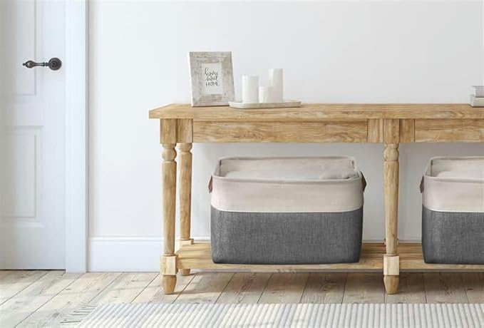 DECOMOMO Storage Bins Fabric Storage Baskets for Shelves, Linen Closet Organization Toys Nursery (Slate Grey and White, Large - 3 Pack)-Ruum Studio Home
