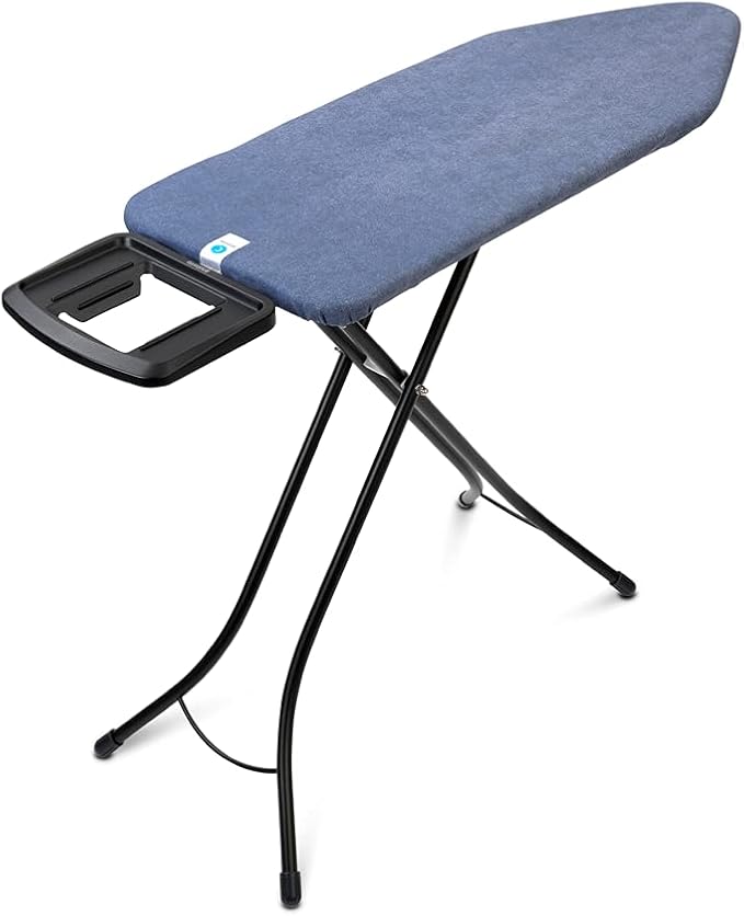 Brabantia Size C Ironing Board (49x18 in) 7 Height Options, Solid Steam Iron Rest Holder (Denim Blue) Non-Slip Feet, Anti-Collapse Child Locks-Ruum Studio Home