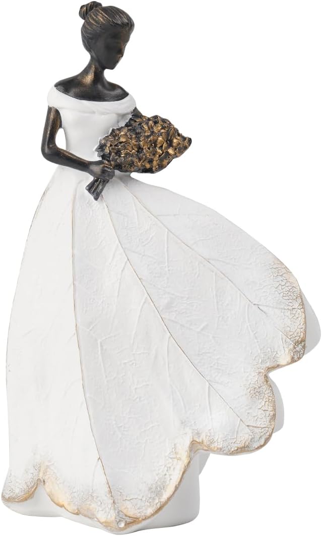 Guichifun Fairy Statue Collection Home Decoration - White Leaf Angel Girls Resin Home Decor for Outside or Inside Rustic Garden Grave Decorations for Cemetery Figurines Gift 5 x 3 x 7.5 Inch-Ruum Studio Home