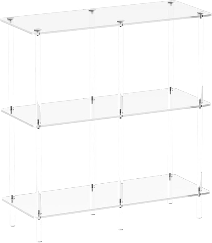 Acrylic Console Table, 29.53" Modern Entryway Table with Storage Shelves, 3 Tier Layer Storage for Foyer, Living Room, Clear.-Ruum Studio Home