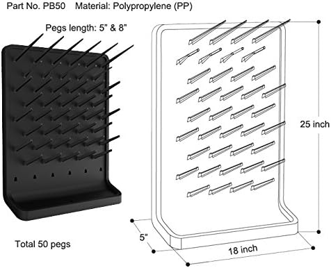 Pegboard Bench-top/Wall-Mount Laboratory Glassware Drying Rack with 50 Pegs, Black-Ruum Studio Home