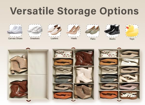 StorageWorks Under Bed Shoe Storage Organizer, Underbed Shoes Container with Adjustable Dividers, Shoe Storage Basket with Cover, Brown, 2-Pack, Space-Saving Shoe Box Fits up to 24 Pairs-Ruum Studio Home