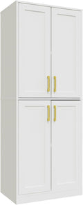 Storage Cabinet, Kitchen Pantry with Doors & Shelf, Tall Storage Cabinet for Bathroom, Living Room, Entryway,White-Ruum Studio Home