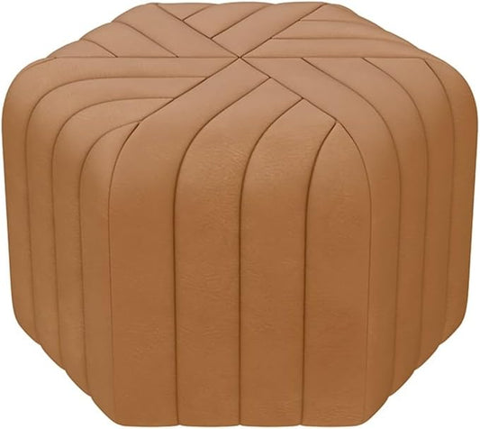 homary 18.5" Hexagonal Pouf Ottoman Upholstered, Velvet Footrest Rest Stools Modern Sofa Footrest Entryway Shoe Changing Stool, Low Coffee Table Footstool for Living Room/Bedroom/Entrway-Brown-Ruum Studio Home