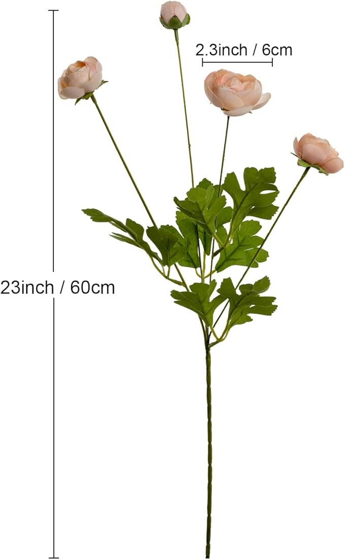 Artificial Silk Flowers Ranunculus Fake Flower,Suitable for Core Decorations,Weddings,Homes,Artistic Decorations,and Props (Pink)-Ruum Studio Home