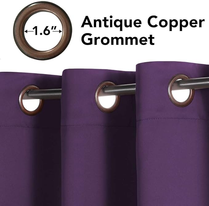 H.VERSAILTEX Window Treatment Blackout Thermal Insulated Room Darkening Solid Grommet Curtains/Drapes for Bedroom (Set of 2 Panels,52 by 63 Inch Long,Plum Purple)-Ruum Studio Home