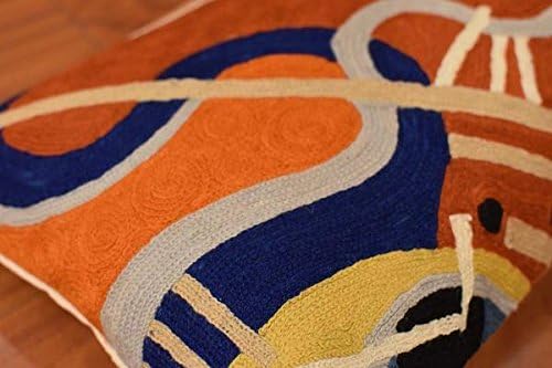 Lumbar Kandinsky Modern Pillow Cover Intuitive Mid Century Chair Cushions Rust Abstract Pillowcase Contemporary Couch Pillowsham Hand Embroidered Cushion Wool Size 14x20-Ruum Studio Home