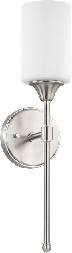 XiNBEi Lighting Wall Light 1 Light Wall Sconce with Glass, Bath Vanity Sconce for Bathroom Bedroom & Living Room, Brushed Nickel Finish XB-W1216-BN-Ruum Studio Home