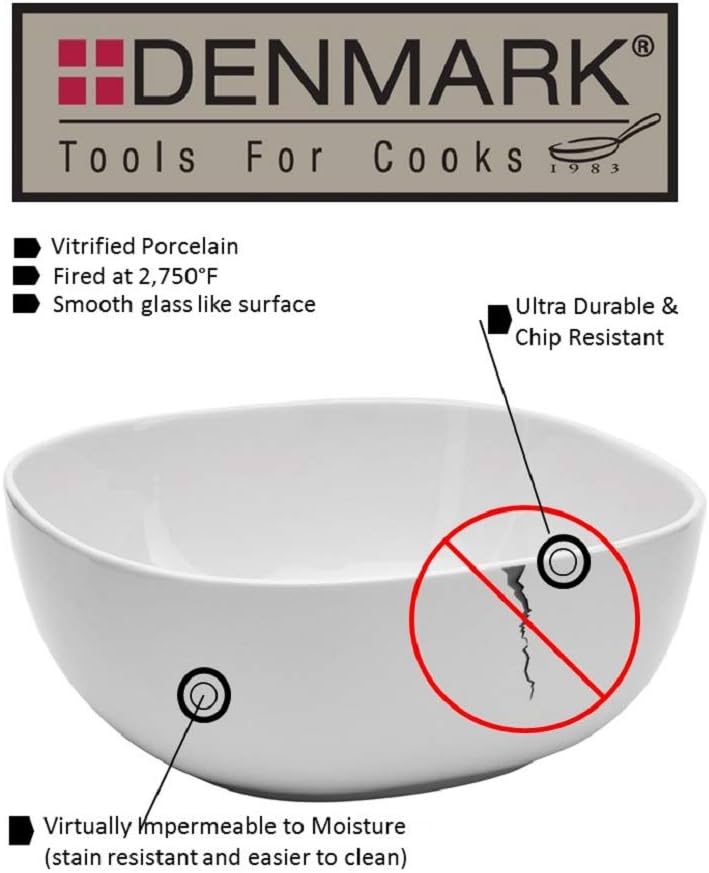 Denmark White Porcelain Chip Resistant Scratch Resistant Commercial Grade Serveware, 3 Piece Serving Bowl Set-Ruum Studio Home